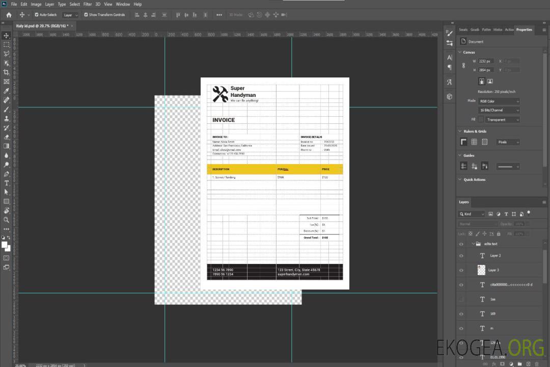 Modèle de facture de services de bricoleur template Modèle de facture de services de bricoleur template